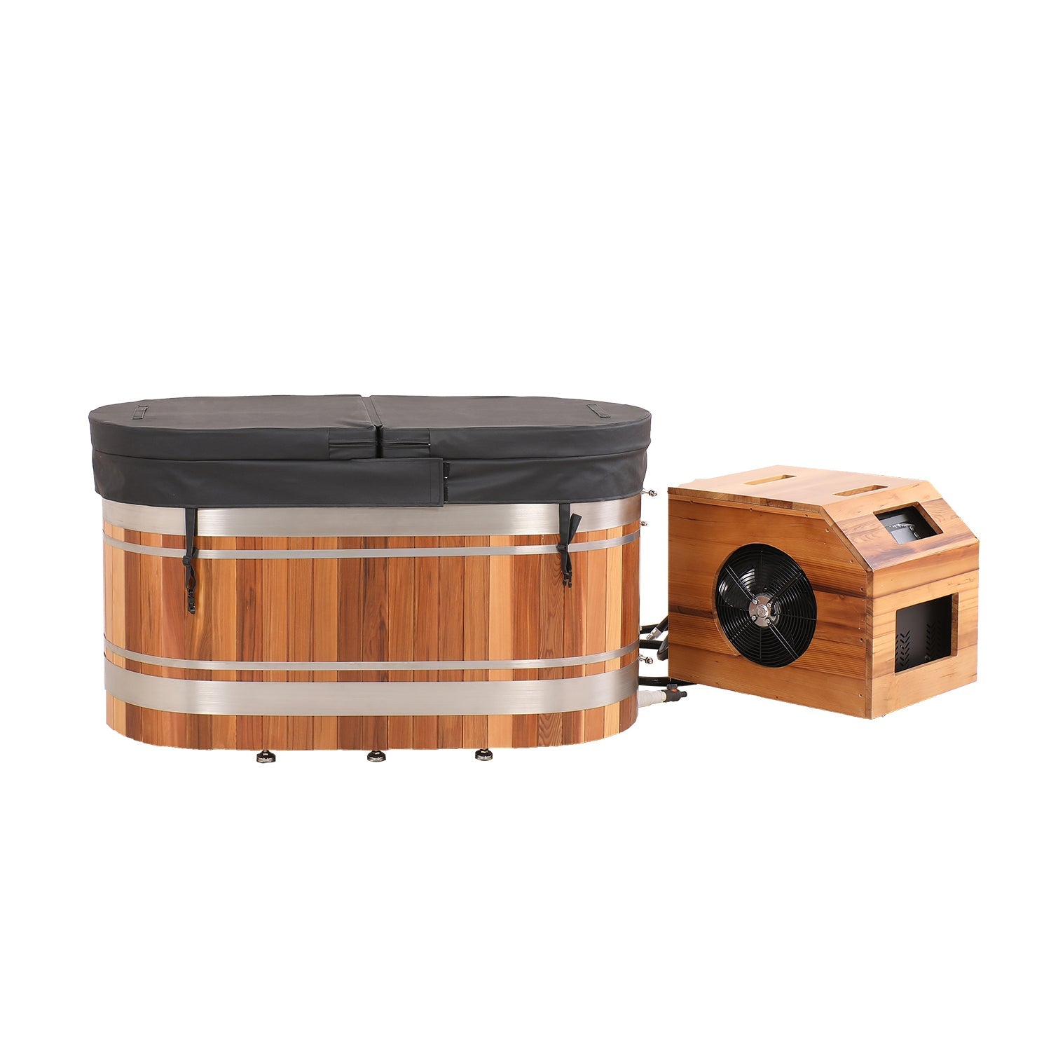 U-Shaped Red Cedar Ice Bath Tub – Ergonomic Cold Plunge Spa Barrel for Cold Water Therapy, Athlete Recovery & Home Wellness, Natural Wooden Wellness Tub