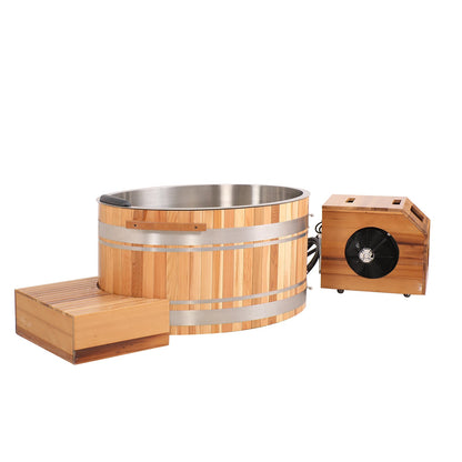 Premium Red Cedar Oval Ice Bath Tub – Cold Plunge Spa Barrel for Athletes Recovery & Therapeutic Home Use, Natural Wooden Therapy Tub