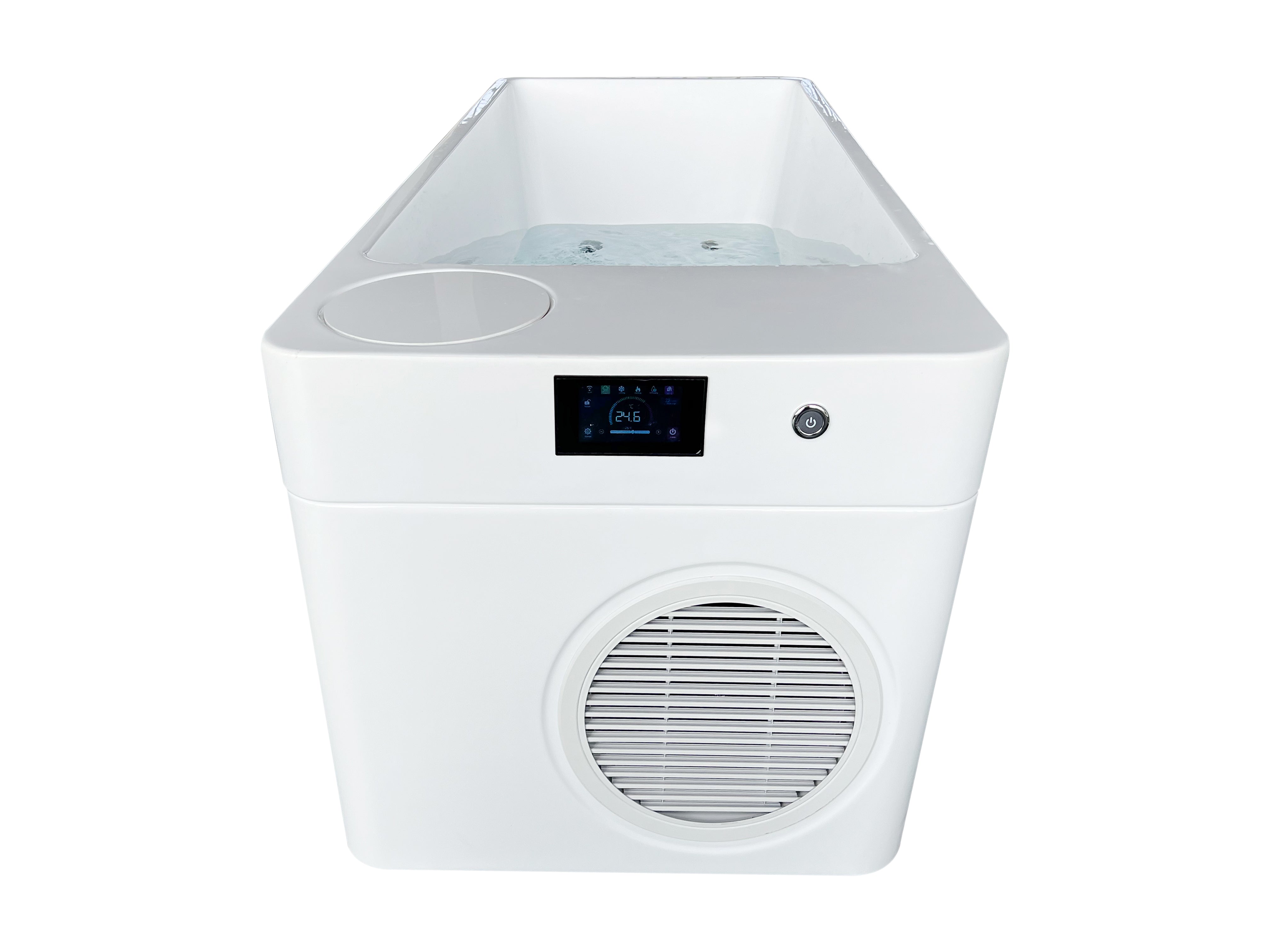 Acrylic Ice Bath Tub with Built-In Ice Machine – All-in-One Cold Plunge Spa System for Athlete Recovery, Hydrotherapy & Home Gym, Modern Sleek Cooling Design