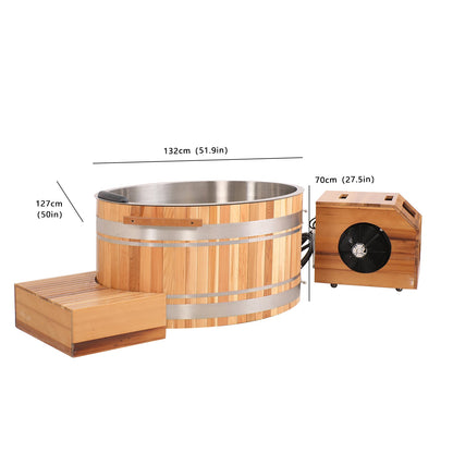 Premium Red Cedar Oval Ice Bath Tub – Cold Plunge Spa Barrel for Athletes Recovery & Therapeutic Home Use, Natural Wooden Therapy Tub