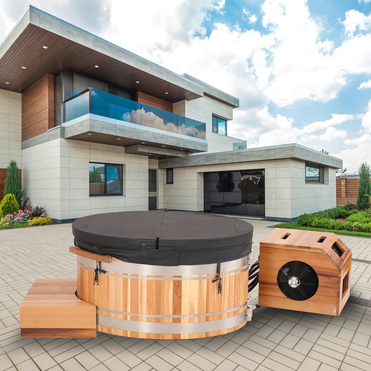 Premium Red Cedar Oval Ice Bath Tub – Cold Plunge Spa Barrel for Athletes Recovery & Therapeutic Home Use, Natural Wooden Therapy Tub