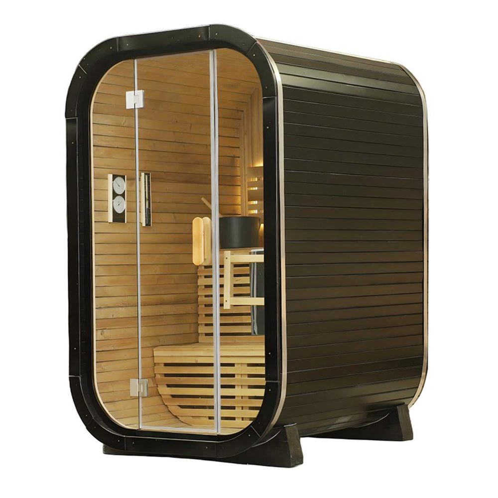 Knot Cedar Traditional Steam Outdoor Square Sauna for 1-2 Persons | Immersive Wooden Healing Private Outdoor Relaxation Space