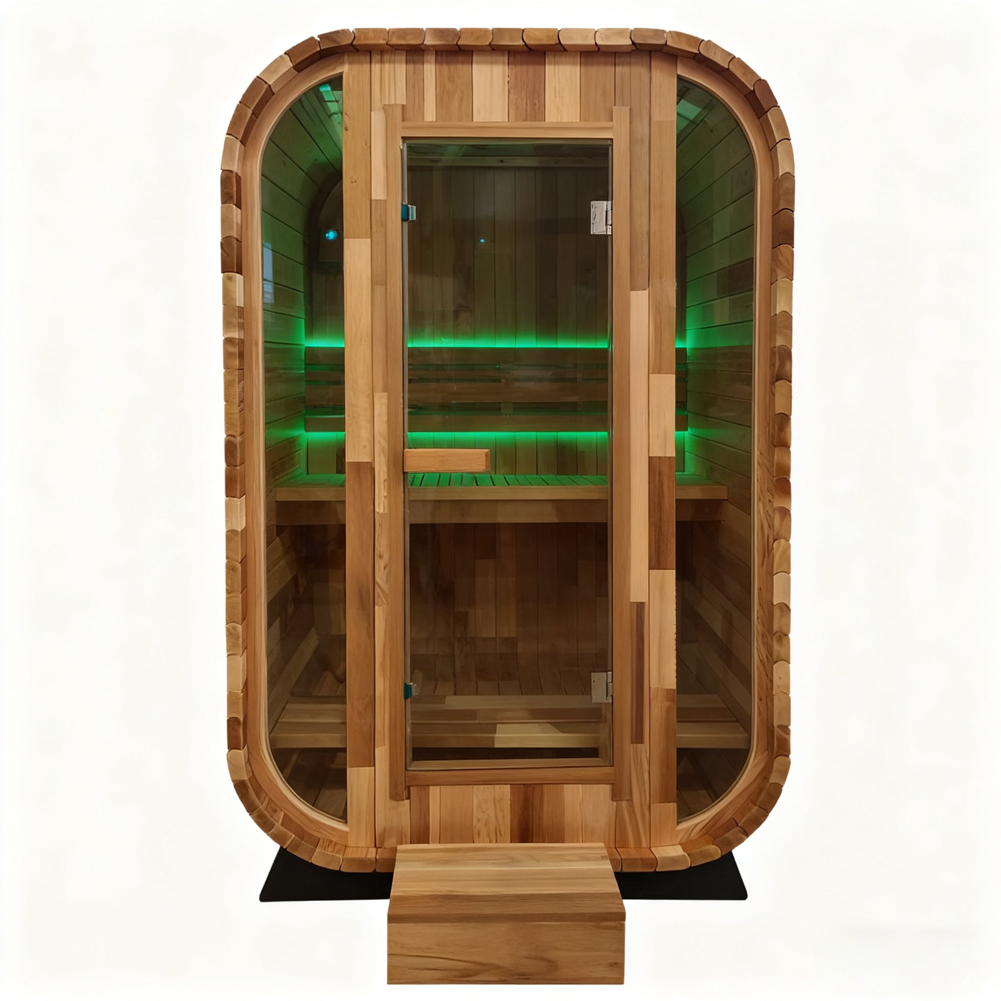 Outdoor Square Traditional Steam Sauna with Red Cedar Wood Construction – Premium Outdoor Sauna for Home Wellness & Relaxation