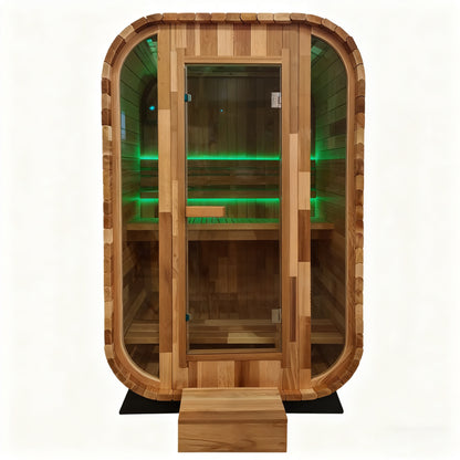 Outdoor Square Traditional Steam Sauna with Red Cedar Wood Construction – Premium Outdoor Sauna for Home Wellness & Relaxation