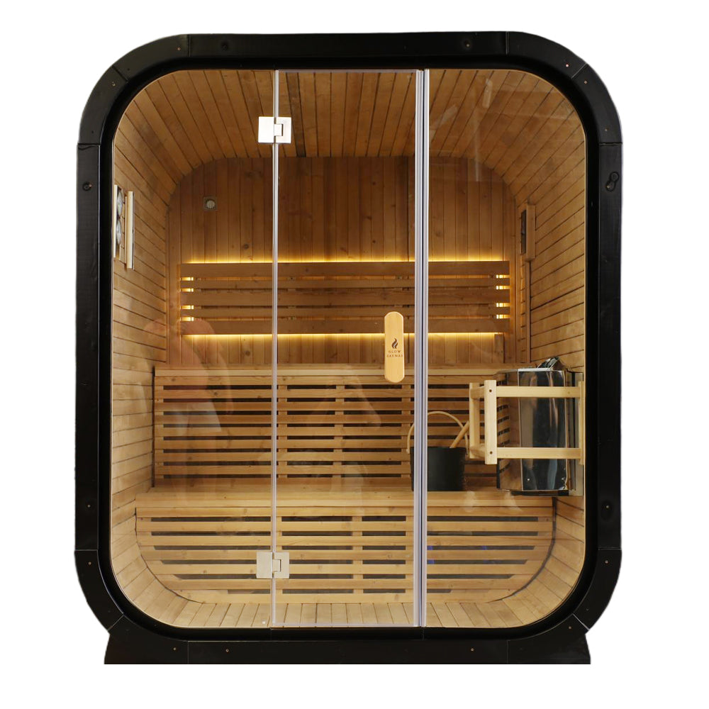 Outdoor Traditional Thermo Spruce Square Steam Sauna - Premium Home Spa Experience for Relaxation & Wellness