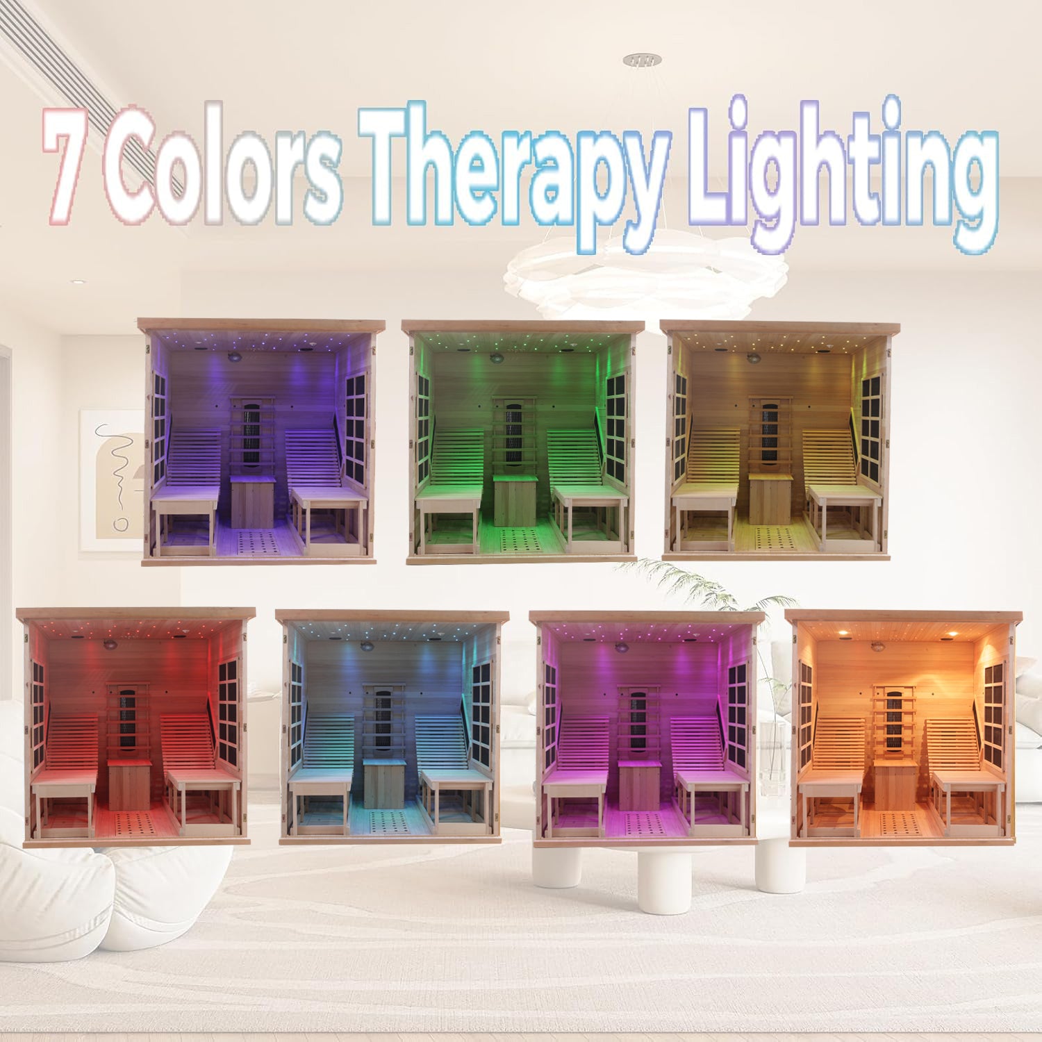 Premium Red Cedar Indoor Far Infrared Sauna - 2-Person Lay-Flat Lounge Chair Design, Relaxation Therapy for Home Relax, Natural Wood Construction