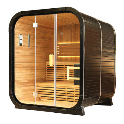 Outdoor Traditional Knot Cedar Square Steam Sauna - Premium Home Spa Experience for Relaxation & Wellness