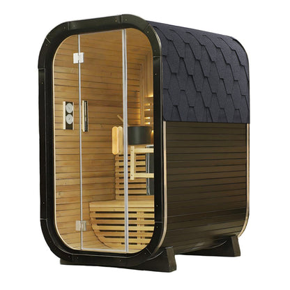 Carbonized Spruce Traditional Steam Outdoor Square Sauna for 1-2 Persons | Immersive Wooden Healing Private Outdoor Relaxation Space
