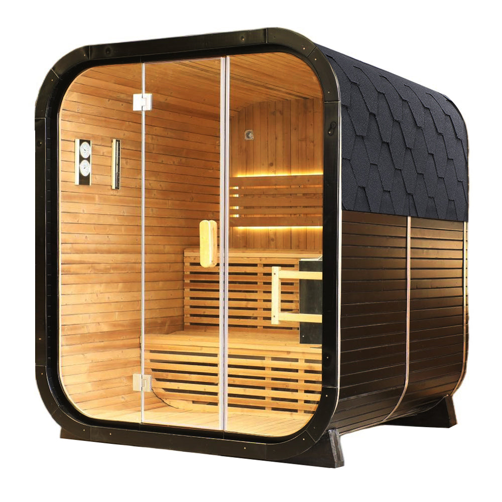 Outdoor Traditional Thermo Spruce Square Steam Sauna - Premium Home Spa Experience for Relaxation & Wellness
