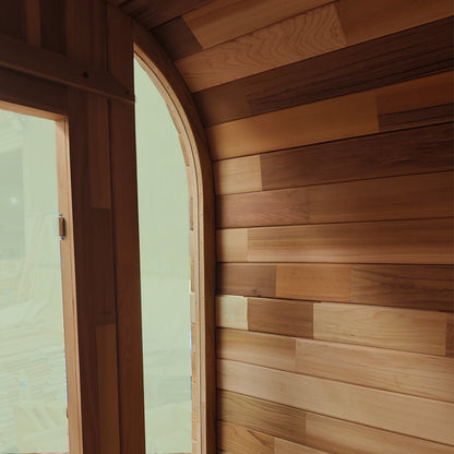 Outdoor Square Traditional Steam Sauna with Red Cedar Wood Construction – Premium Outdoor Sauna for Home Wellness & Relaxation