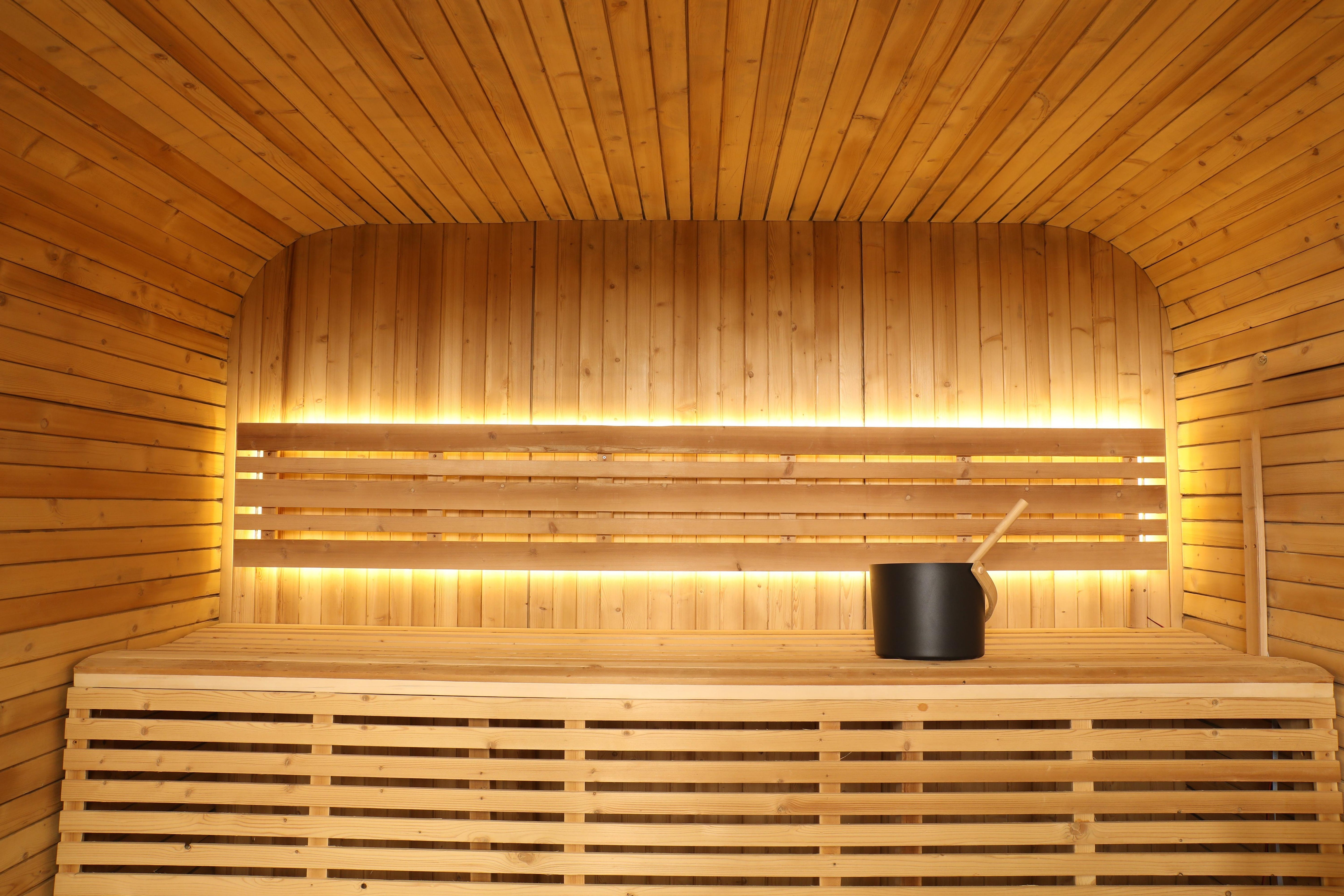 Outdoor Traditional Square Steam Sauna, Thermo Spruce Wood Sauna Room with Weatherproof Asphalt Shingle Roof, Home Spa Sauna Kit with Tempered Glass Door & Sauna Accessories, Outdoor Use for Relaxation