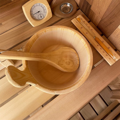 4-Person Premium Canadian Red Cedar Outdoor Traditional Steam Sauna with Tinted Glass Panels Spacious Backyard Home Sauna Room for Family & Friend Wellness Gatherings