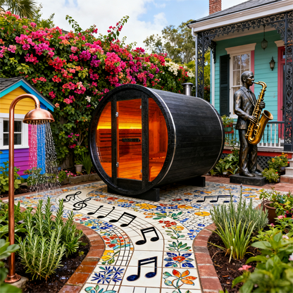 4 - Person Black Traditional Barrel Steam Sauna: Share Timeless Relaxation & Wellness