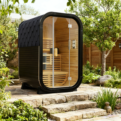 Knot Cedar Traditional Steam Outdoor Square Sauna for 1-2 Persons | Immersive Wooden Healing Private Outdoor Relaxation Space