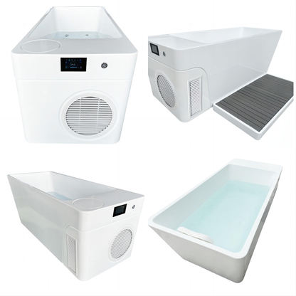 Acrylic Ice Bath Tub with Built-In Ice Machine – All-in-One Cold Plunge Spa System for Athlete Recovery, Hydrotherapy & Home Gym, Modern Sleek Cooling Design