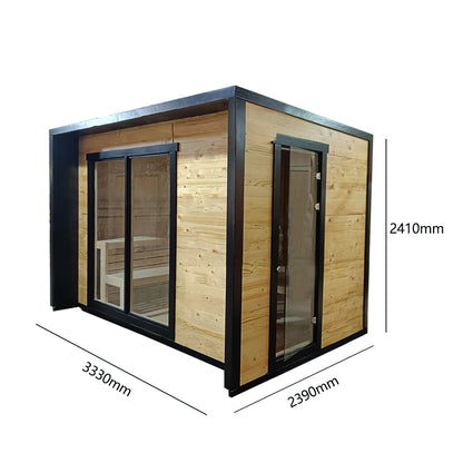 【New product pre-sale】6-person Square Luxury Outdoor Sauna with Private Changing Room - XPO