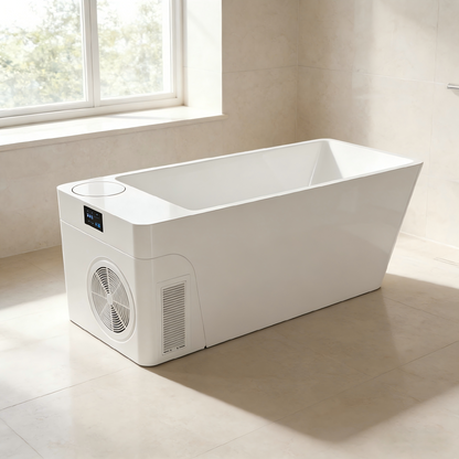 Acrylic Ice Bath Tub with Built-In Ice Machine – All-in-One Cold Plunge Spa System for Athlete Recovery, Hydrotherapy & Home Gym, Modern Sleek Cooling Design