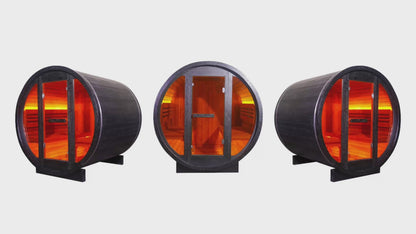 4 - Person Black Traditional Barrel Steam Sauna: Share Timeless Relaxation & Wellness