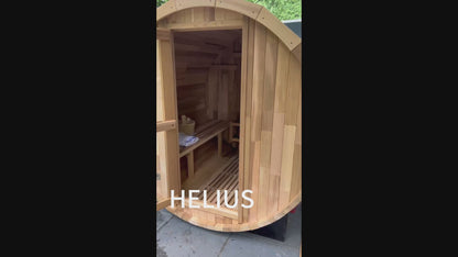 4 Person Outdoor Barrel Sauna, Patchwork Red Cedar Traditional Steam Barrel Sauna Kit with Outdoor Waterproof Tile and More