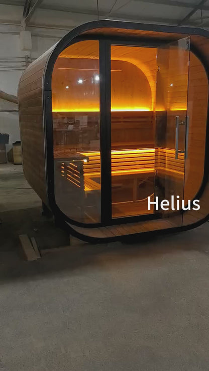 New 4-6 person Black Square Premium Thermo Spruce Wood Outdoor Sauna-FFF