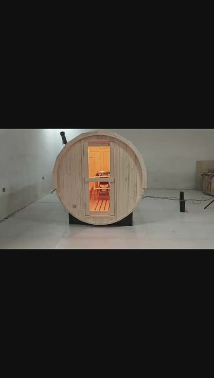 2-4 Person Outdoor Barrel Sauna - Premium White Pine Construction | Backyard Steam Relaxation Haven