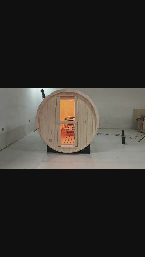2-4 Person Outdoor Barrel Sauna - Premium White Pine Construction | Backyard Steam Relaxation Haven