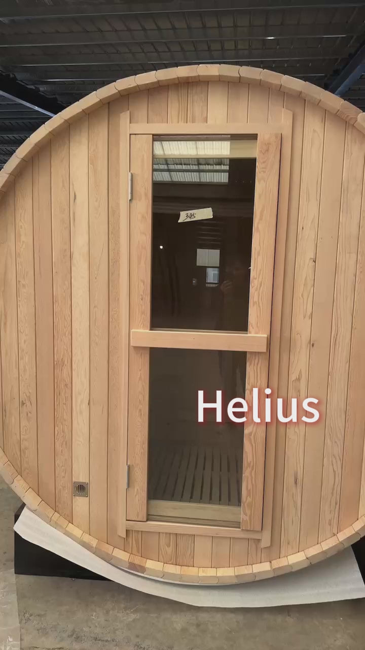 4 Person Outdoor Barrel Sauna, Red Cedar Traditional Steam Barrel Sauna Kit with Outdoor Waterproof Tile and More