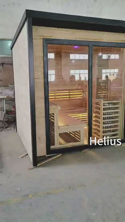 【New product pre-sale】6-person Square Luxury Outdoor Sauna with Private Changing Room - XPO