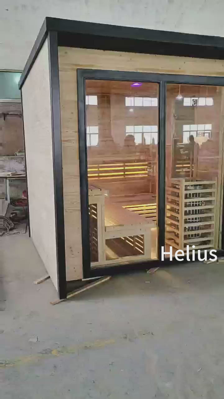 【New product pre-sale】6-person Square Luxury Outdoor Sauna with Private Changing Room - XPO