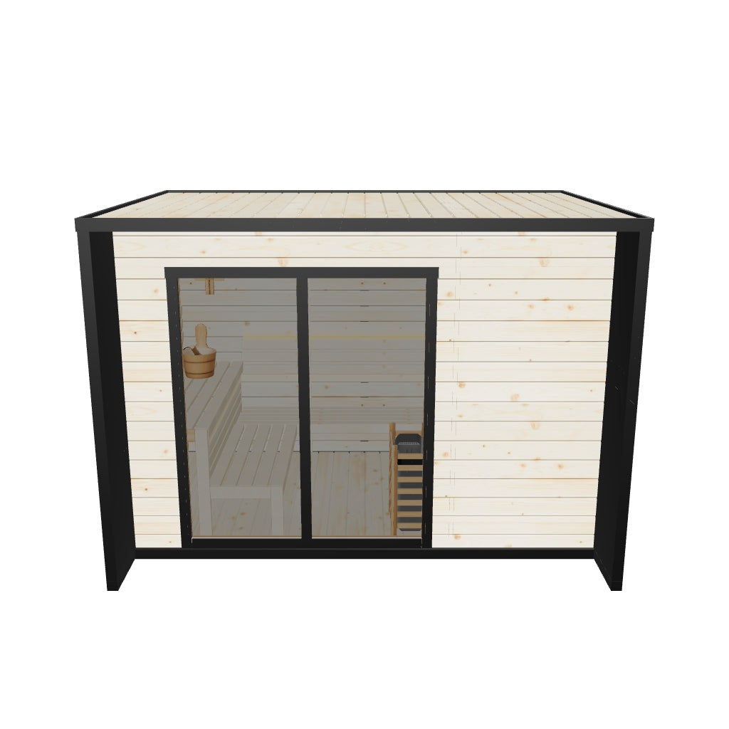 【New product pre-sale】6-person Square Luxury Outdoor Sauna with Private Changing Room - XPO